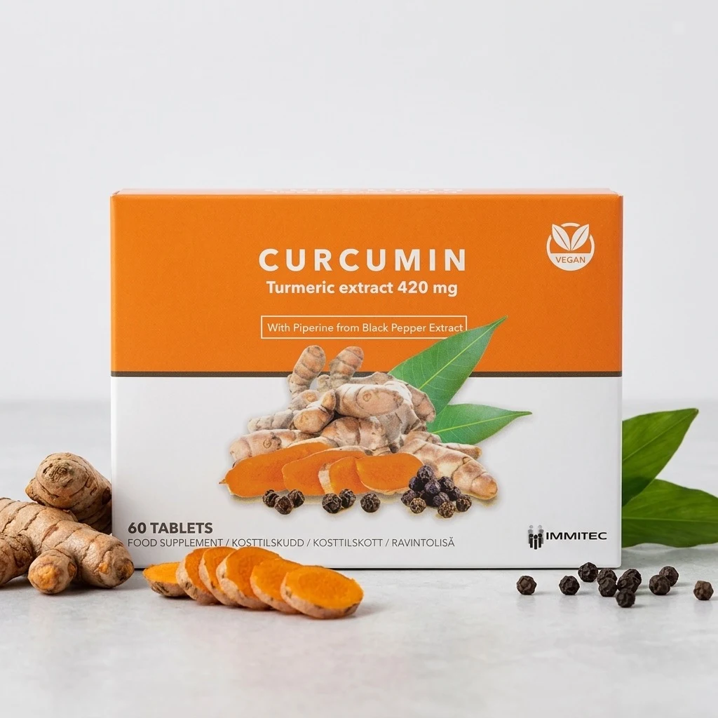 Curcumin fra Immitec, pakke med 60 tabletter